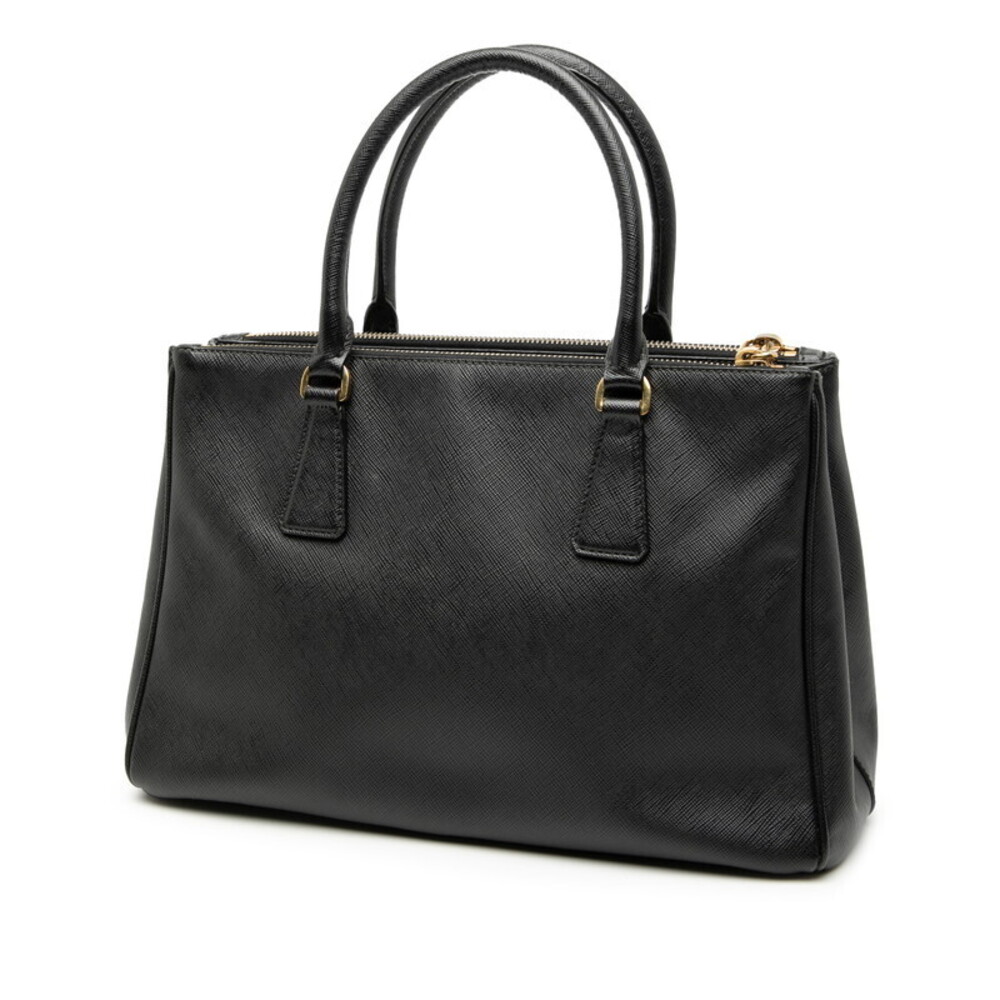 Prada Handbag Bag Saffiano Triangle Shoulder Logo Leather Plate Black